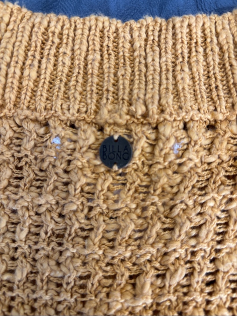 Billabong Mustard Yellow Knit Cropped Sleeveless Top - Picture 2 of 3